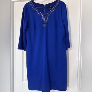 Ronni Nicole Blue Dress with Gold Accents